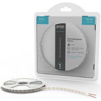 Лента GAUSS BASIC LED 5050/60 12V 10W/m 700lm/m 4000K 10mm IP65 5m