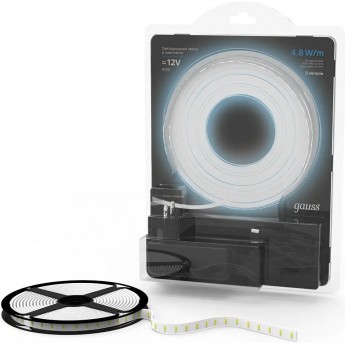 Лента GAUSS LED Комплект 2835/60-SMD 4,8W 12V DC холодный белый IP20 (блистер 5м)